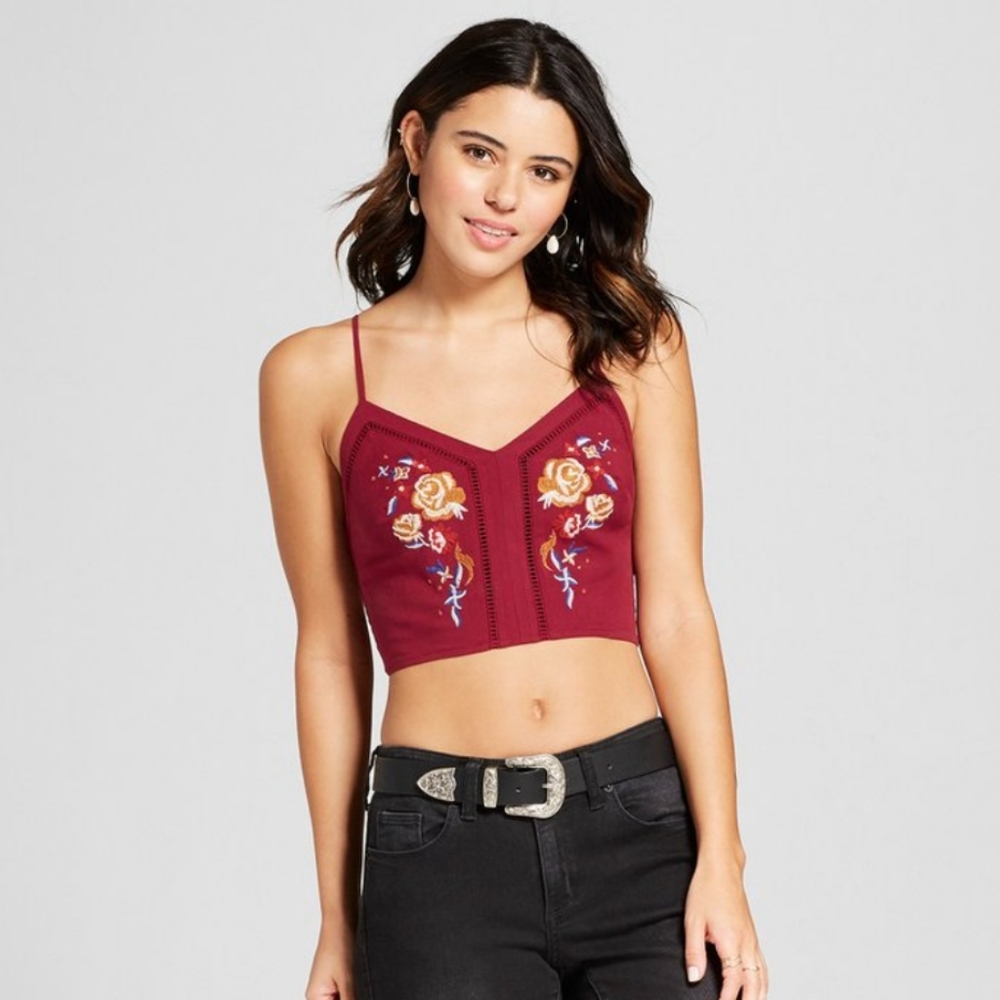 Xhilaration XL Embroidered Crop Top